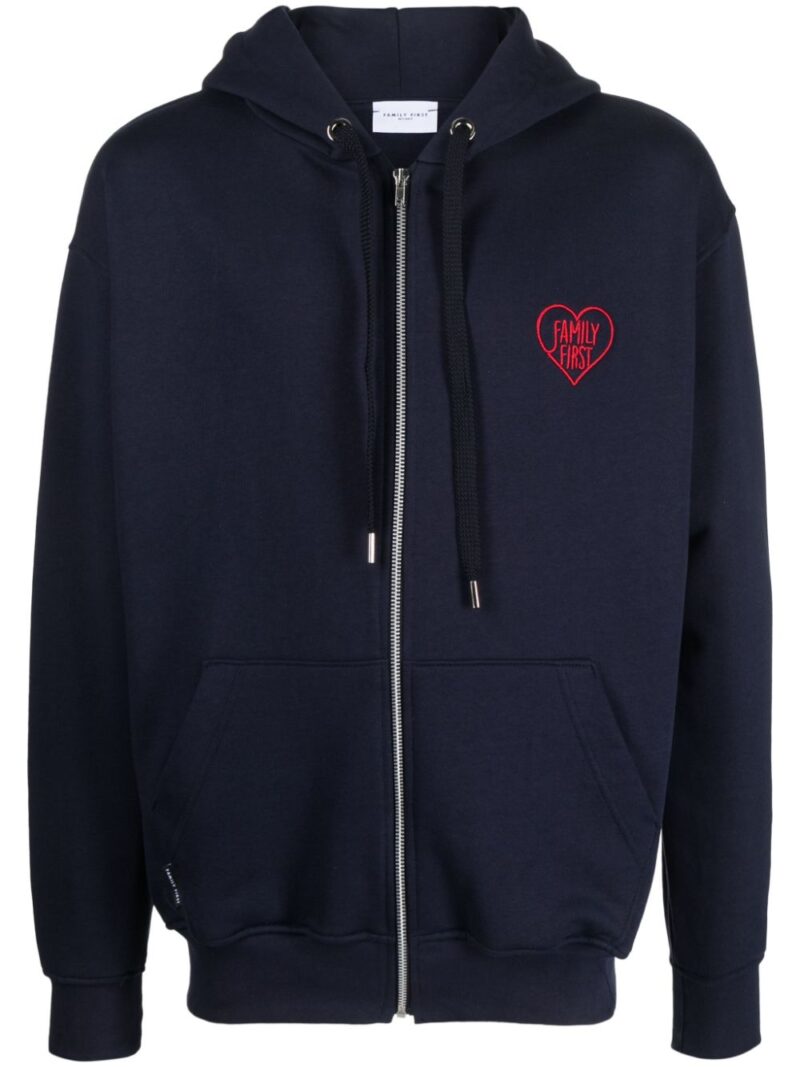 Family First  embroidered-logo zip-up hoodie
