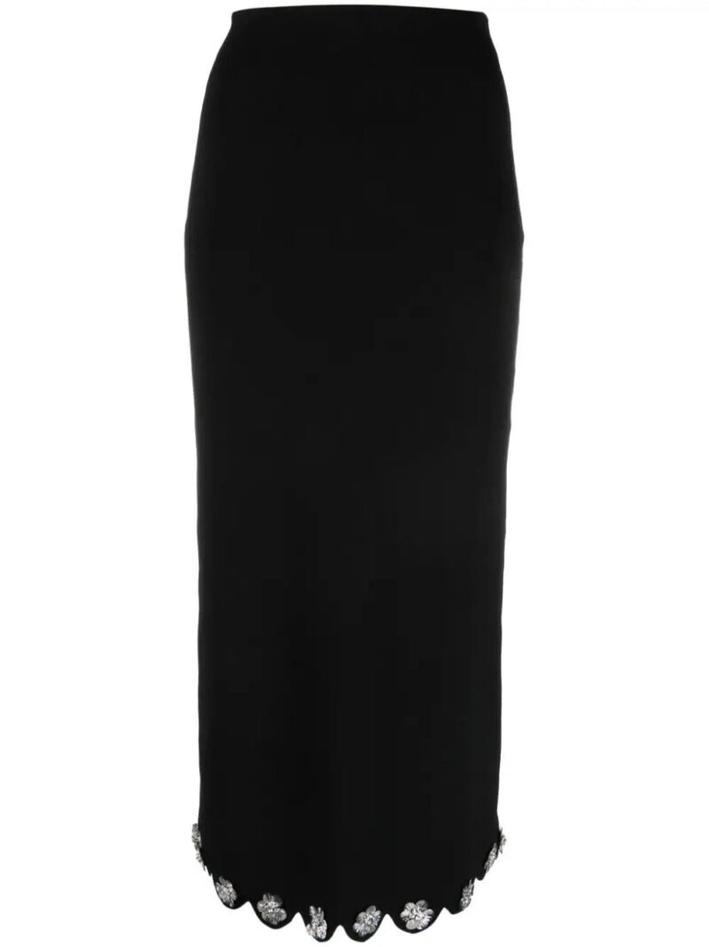 SANDRO  floral-appliqué pencil midi skirt