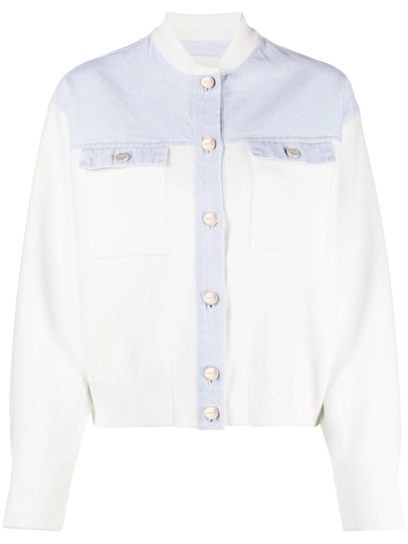 SANDRO  denim-panelled bomber jacket
