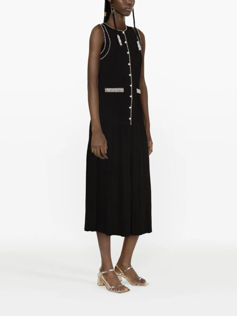 SANDRO  faux pearl-embellished midi dress