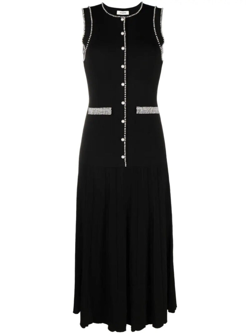 SANDRO  faux pearl-embellished midi dress