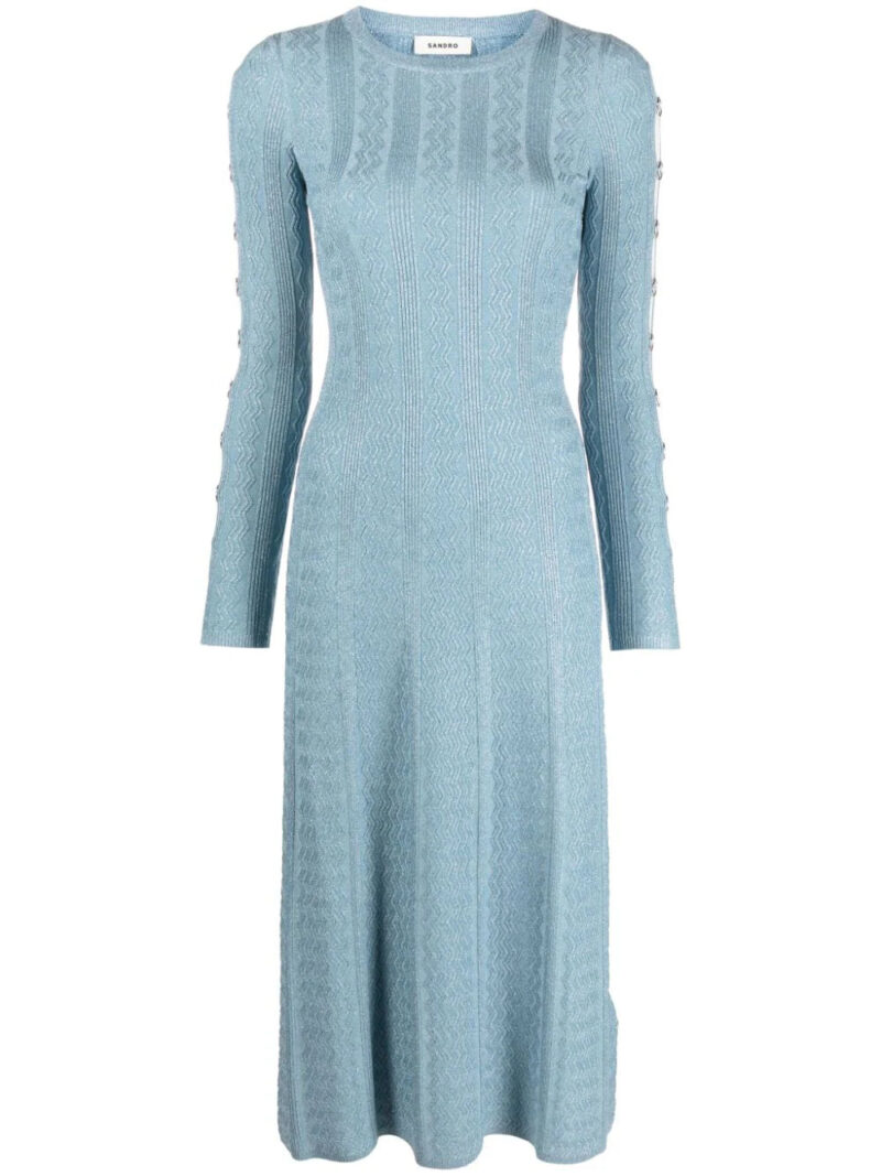SANDRO  ribbed-knit metallic dress