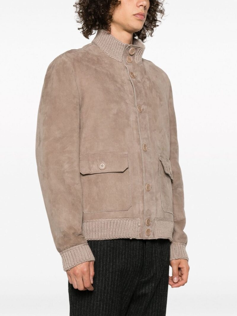 Salvatore Santoro  knitted-trim suede shirt jacket