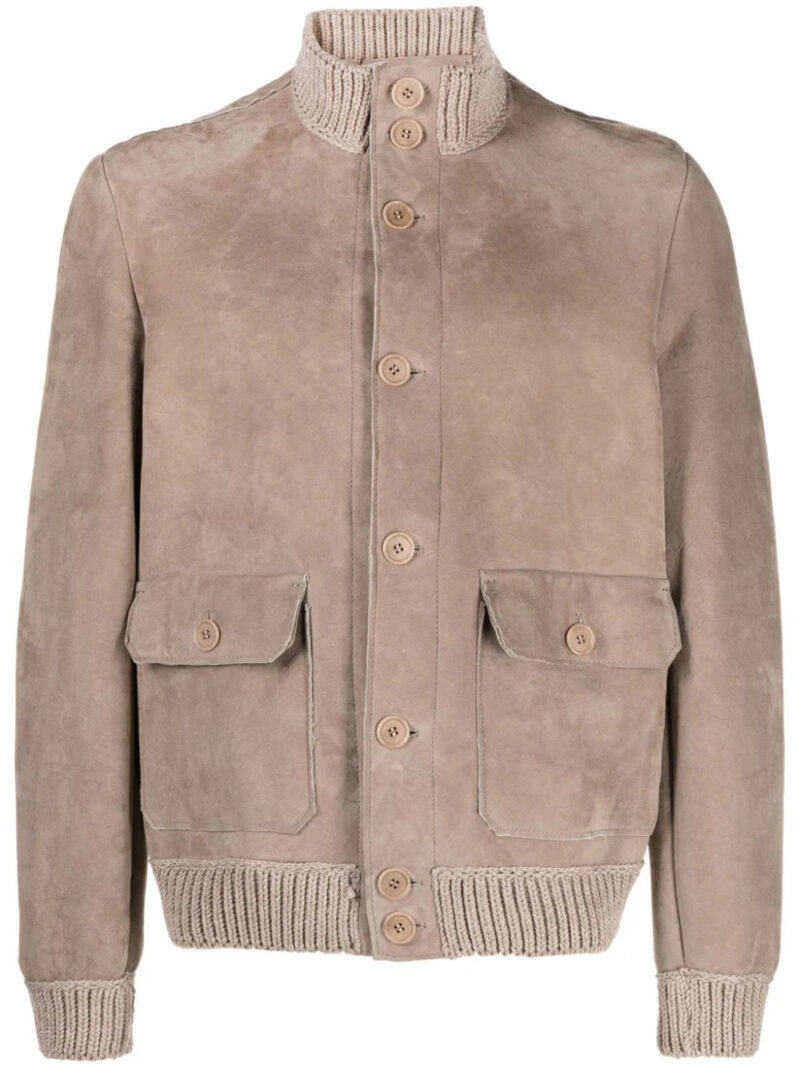 Salvatore Santoro  knitted-trim suede shirt jacket
