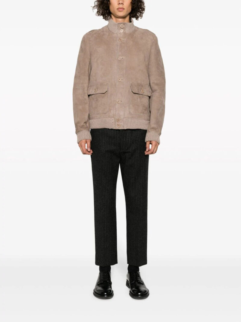 Salvatore Santoro  knitted-trim suede shirt jacket