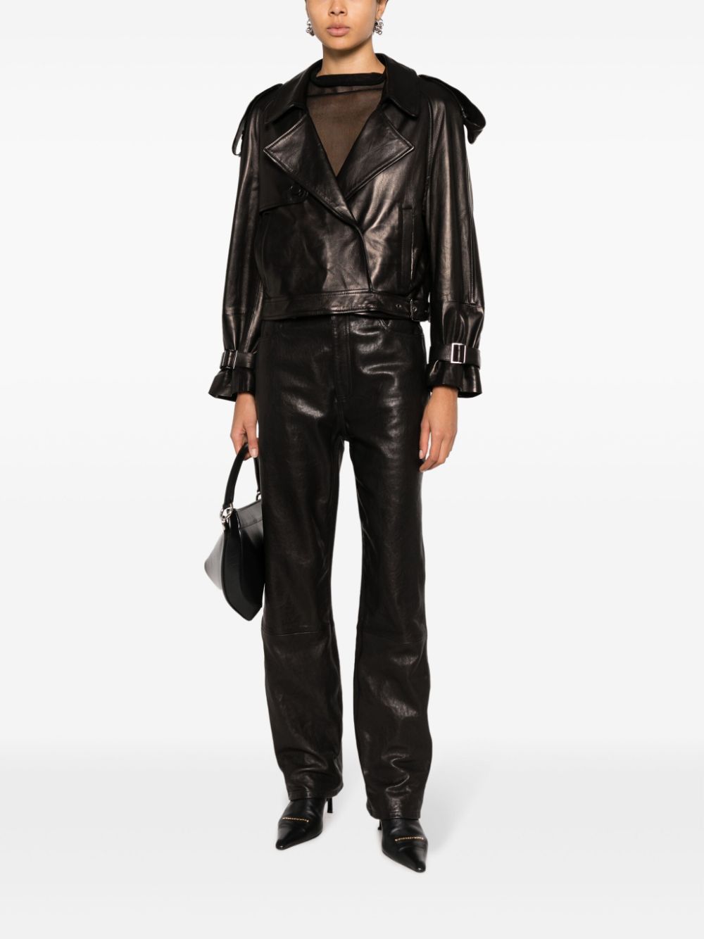 Salvatore Santoro cropped leather trench jacket - Image 2
