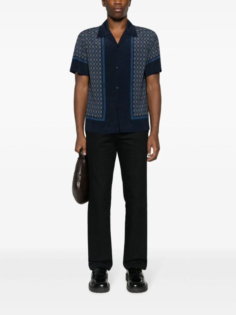 SANDRO  patterned-jacquard short-sleeve shirt