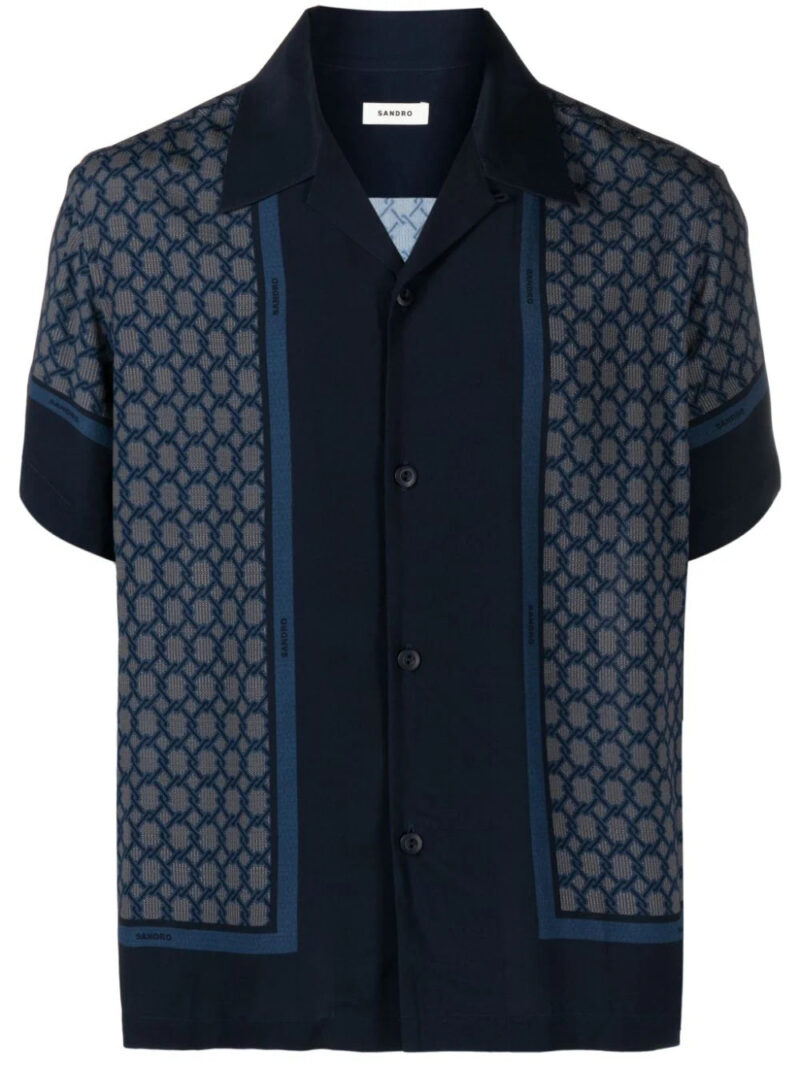 SANDRO  patterned-jacquard short-sleeve shirt