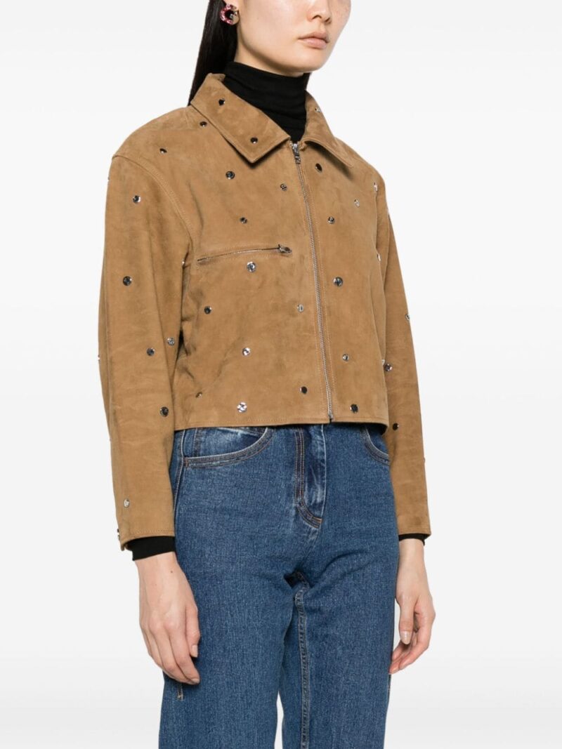 SANDRO cropped studded suede jacket