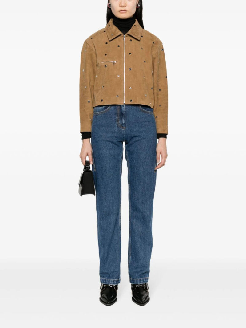 SANDRO cropped studded suede jacket