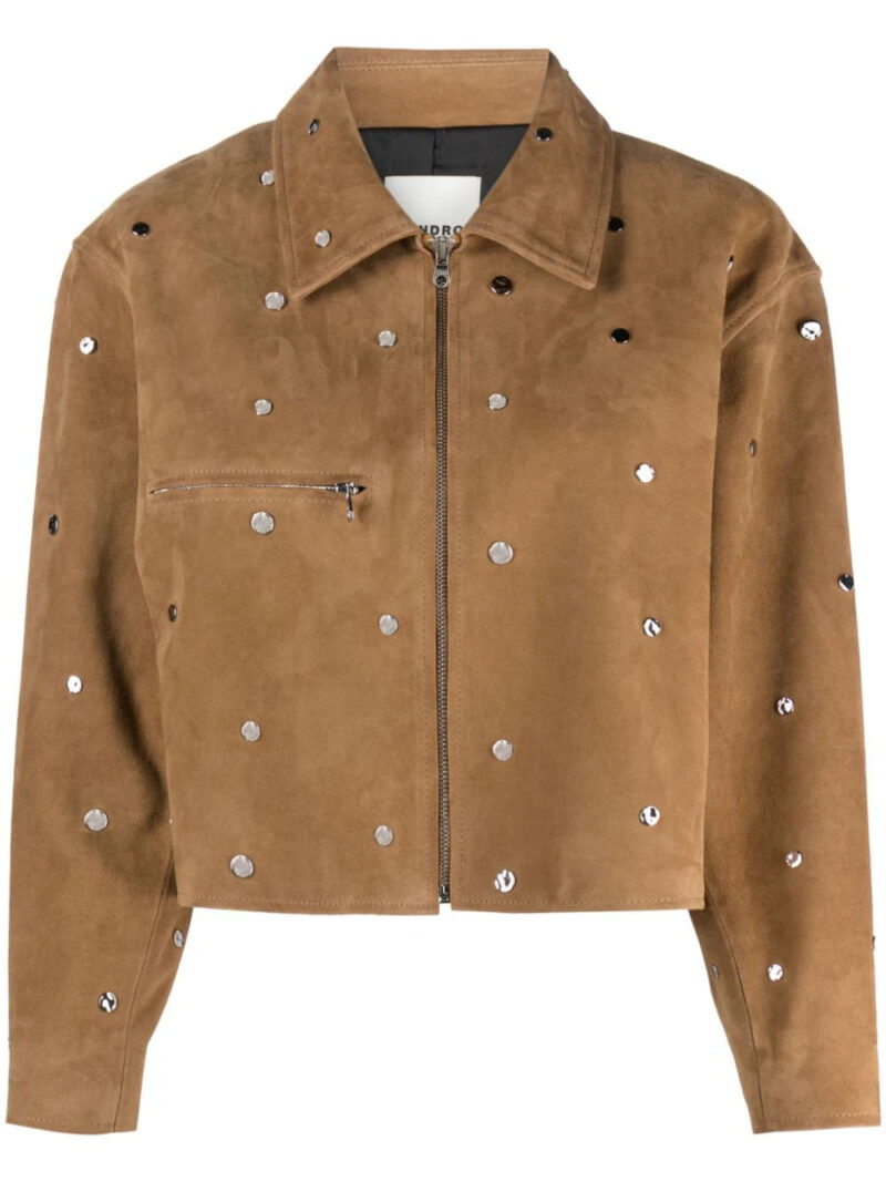SANDRO  cropped studded suede jacket