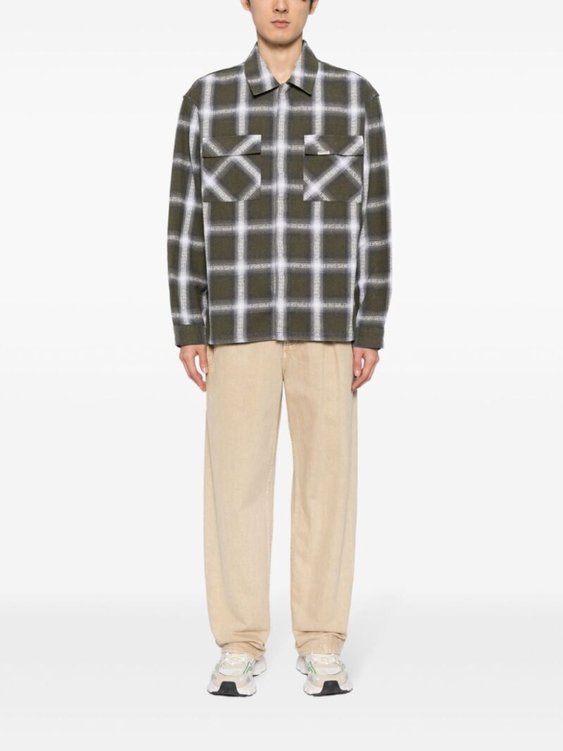 Represent  logo plaid-print cotton-blend shirt