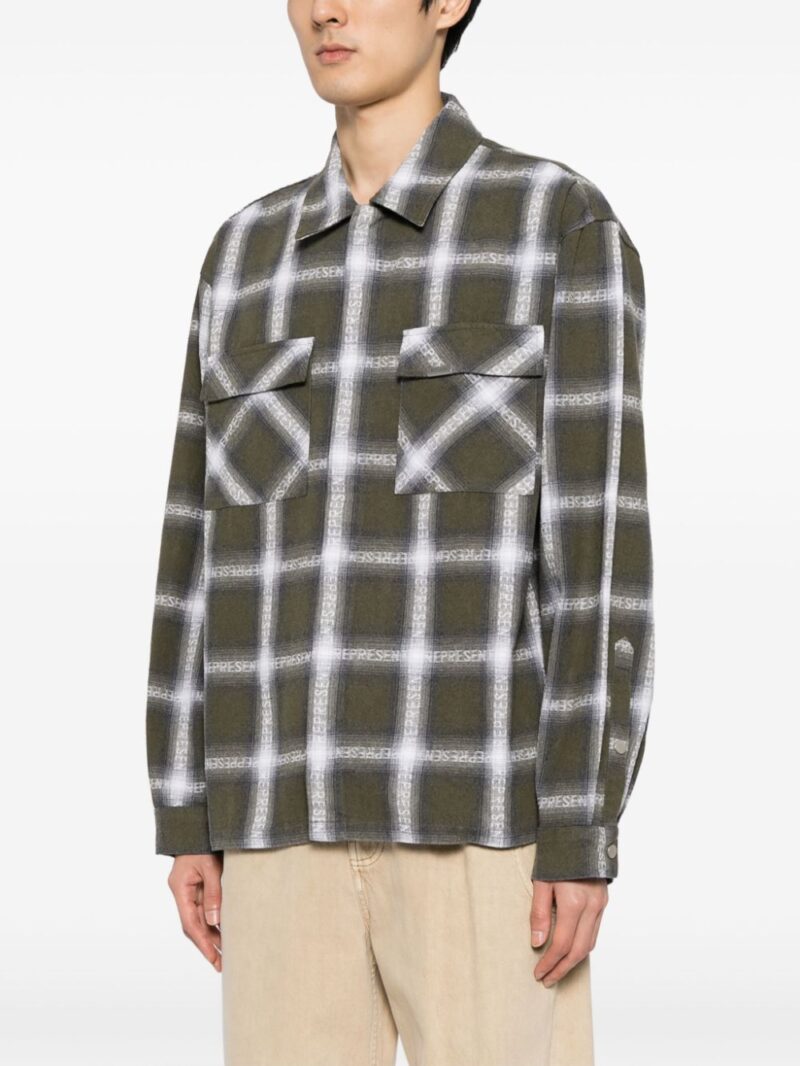 Represent  logo plaid-print cotton-blend shirt