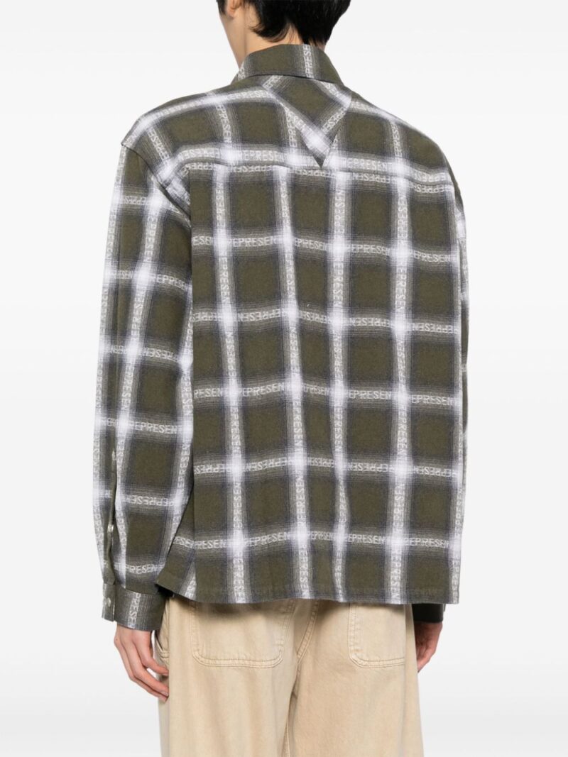 Represent  logo plaid-print cotton-blend shirt
