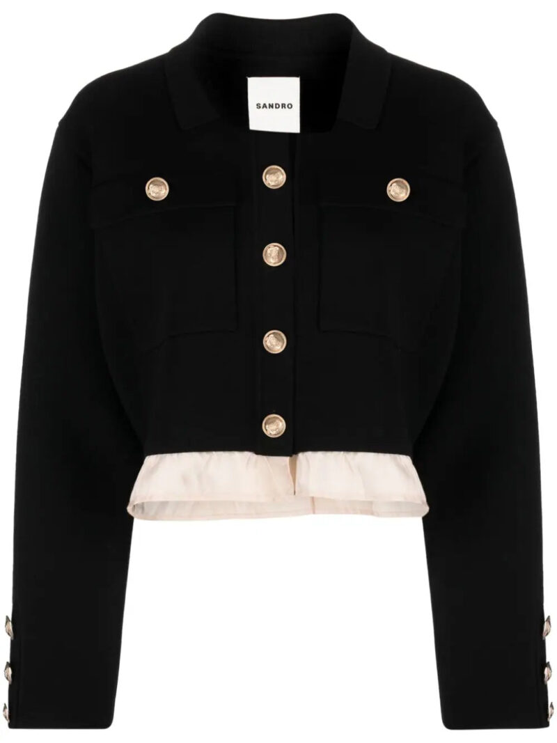 SANDRO  contrast-hem cropped jacket