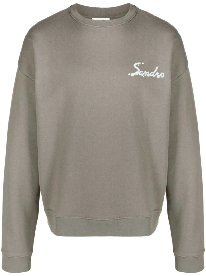 SANDRO  rubberised-logo jersey sweatshirt