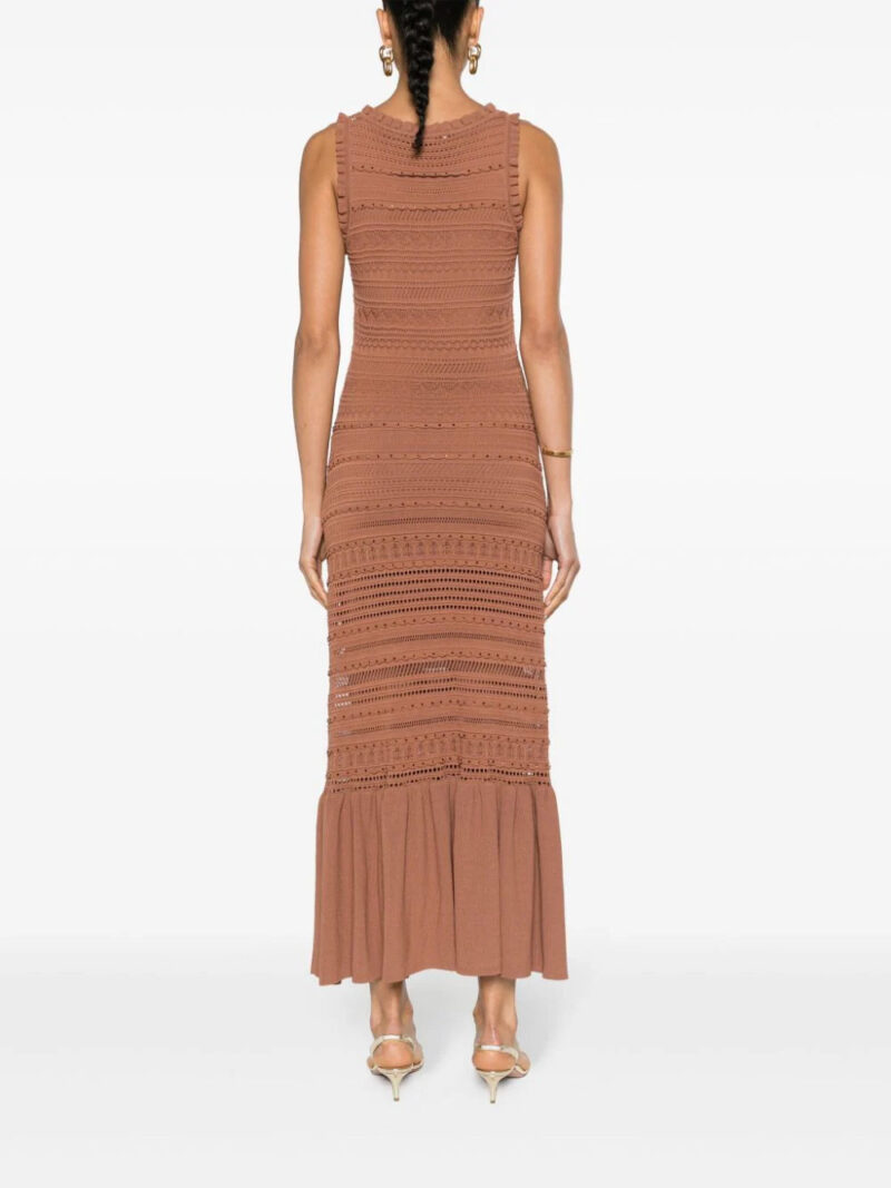 SANDRO  crochet-knit flared maxi dress