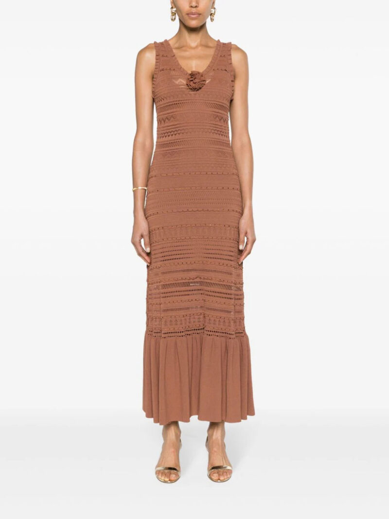 SANDRO  crochet-knit flared maxi dress