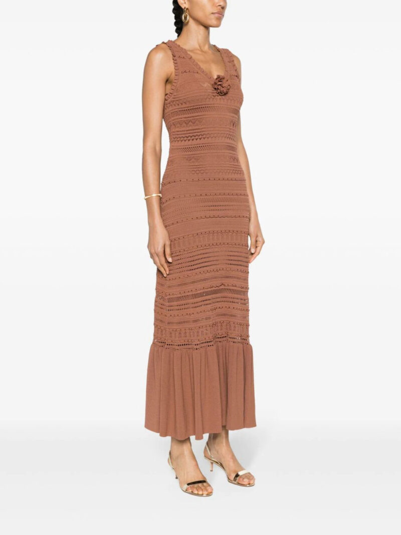 SANDRO  crochet-knit flared maxi dress