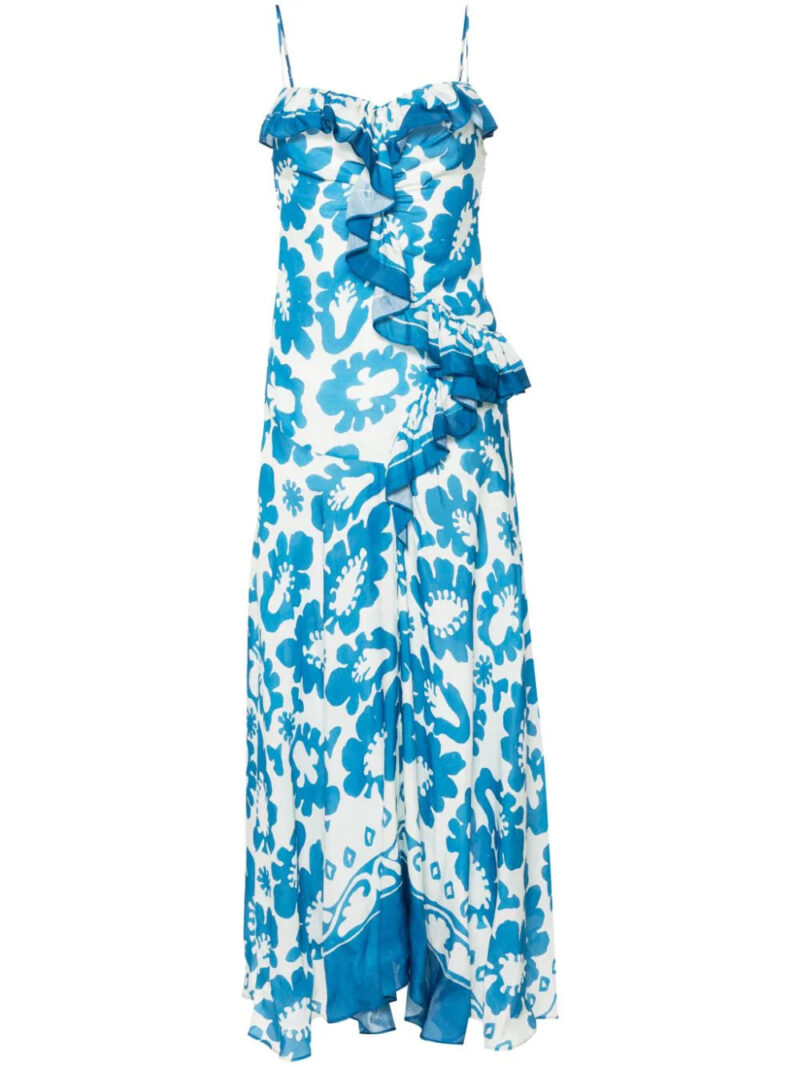 SANDRO  floral ruffled maxi dress