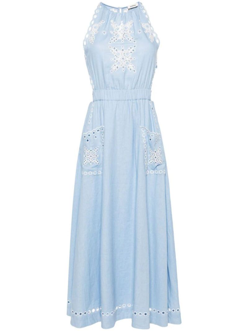 SANDRO  broderie-anglaise belted maxi dress