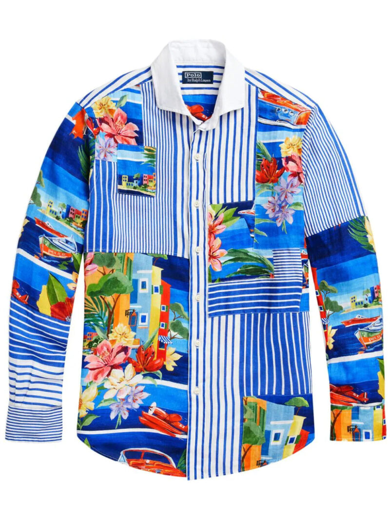 Polo Ralph Lauren  patchwork striped linen shirt