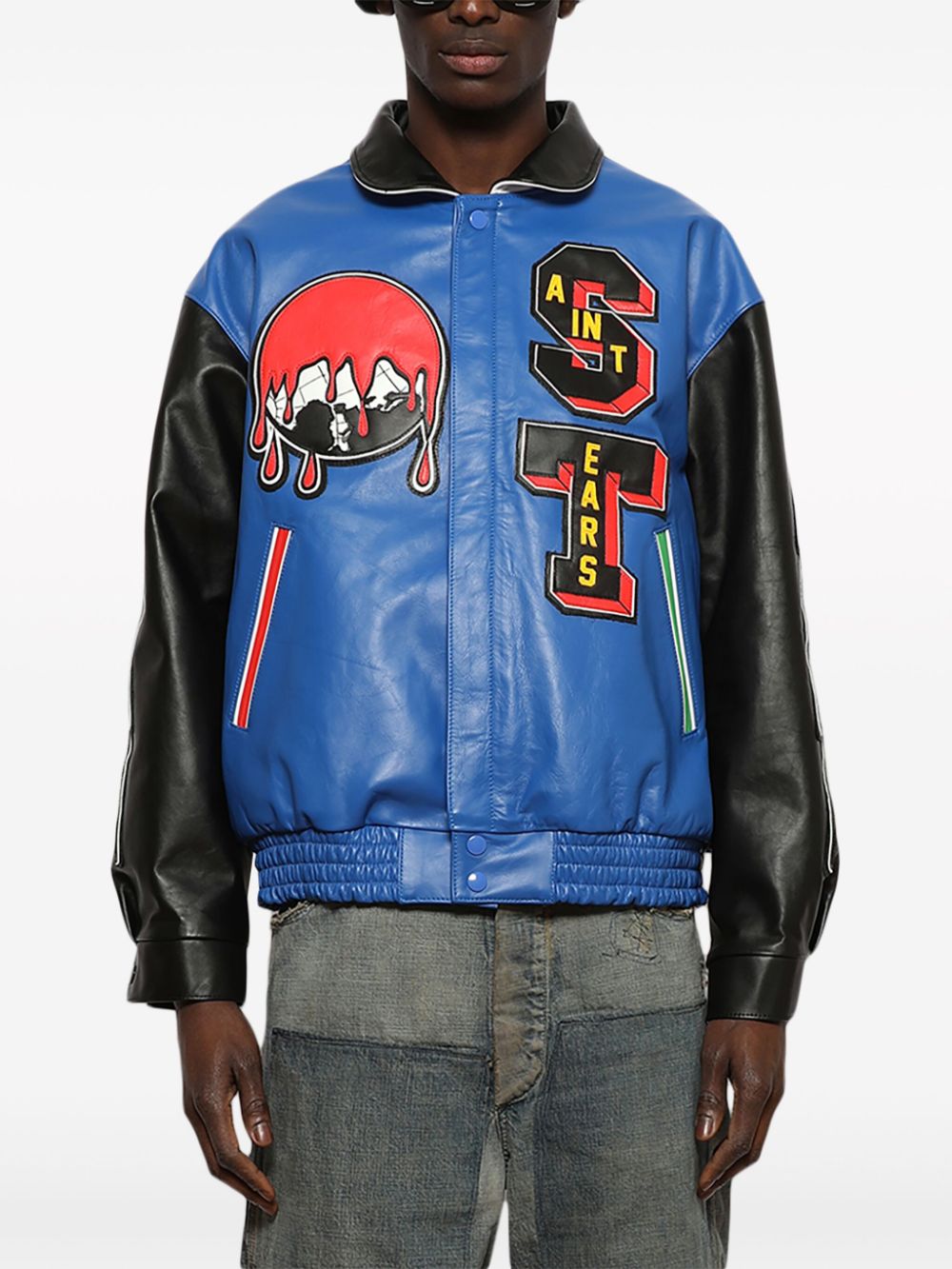 SAINT MXXXXXX x Denim Tears leather varsity jacket - Image 3