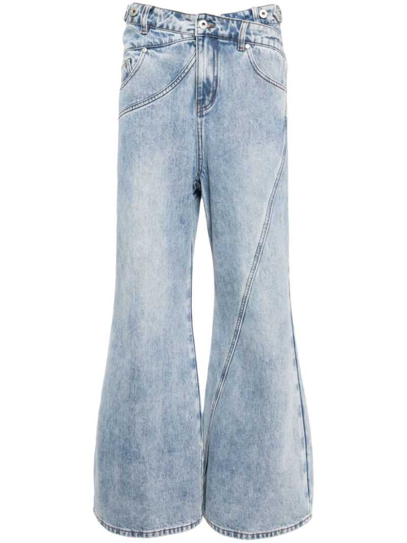 Feng Chen Wang  crossover waistband wide-leg jeans