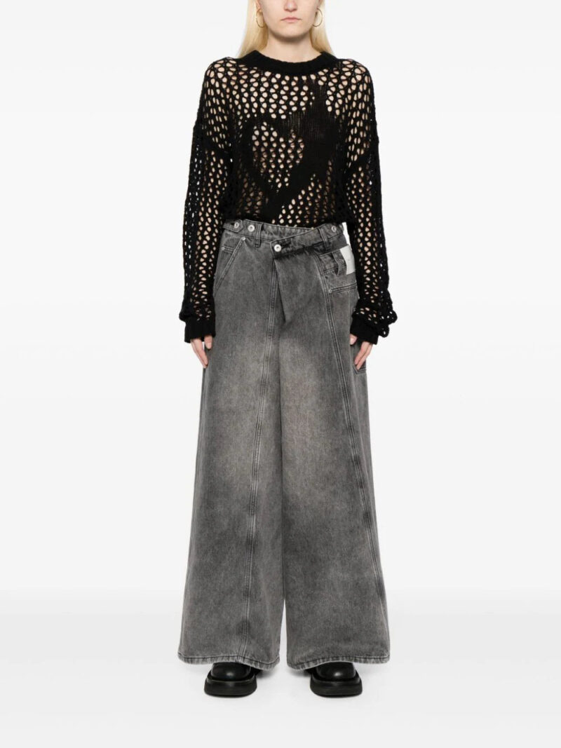 Feng Chen Wang  asymmetric-waist wide-leg jeans