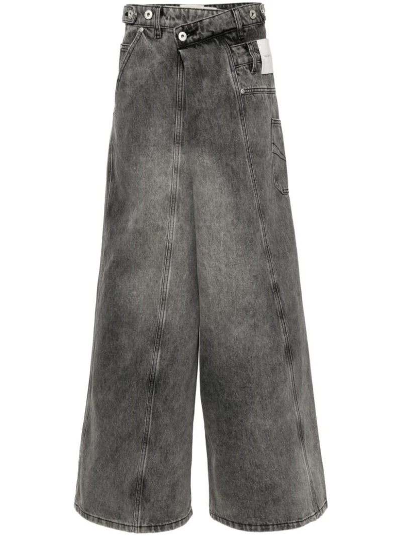 Feng Chen Wang  asymmetric-waist wide-leg jeans