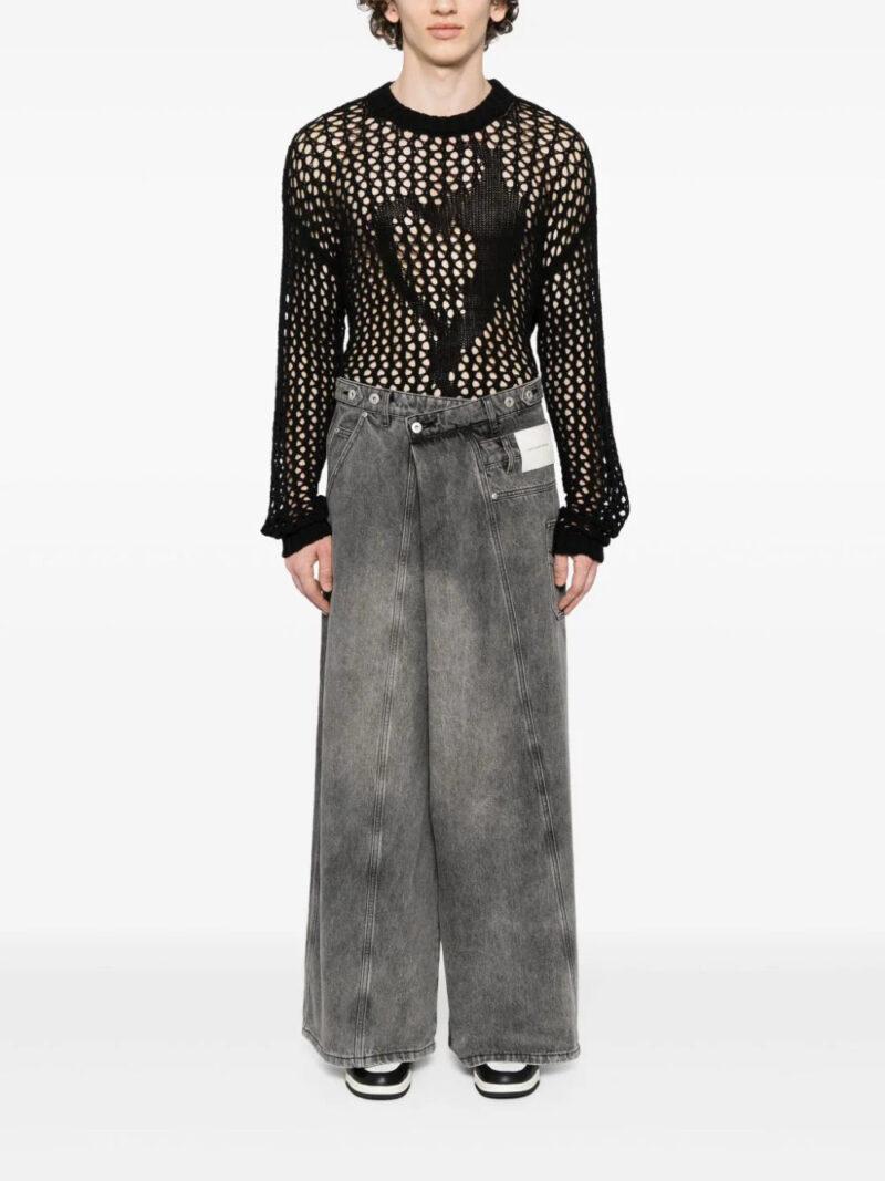 Feng Chen Wang  asymmetric-waist wide-leg jeans