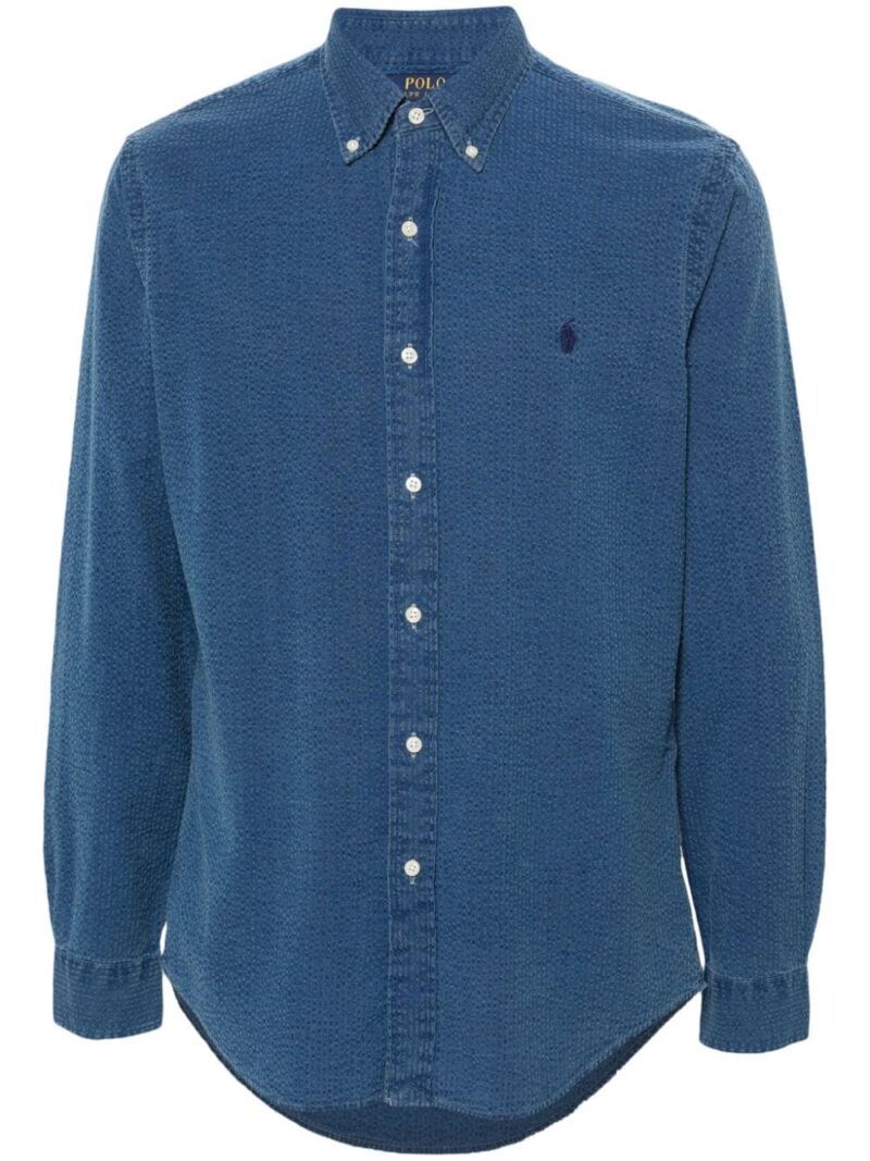 Polo Ralph Lauren  Polo Pony-embroidery seersucker shirt