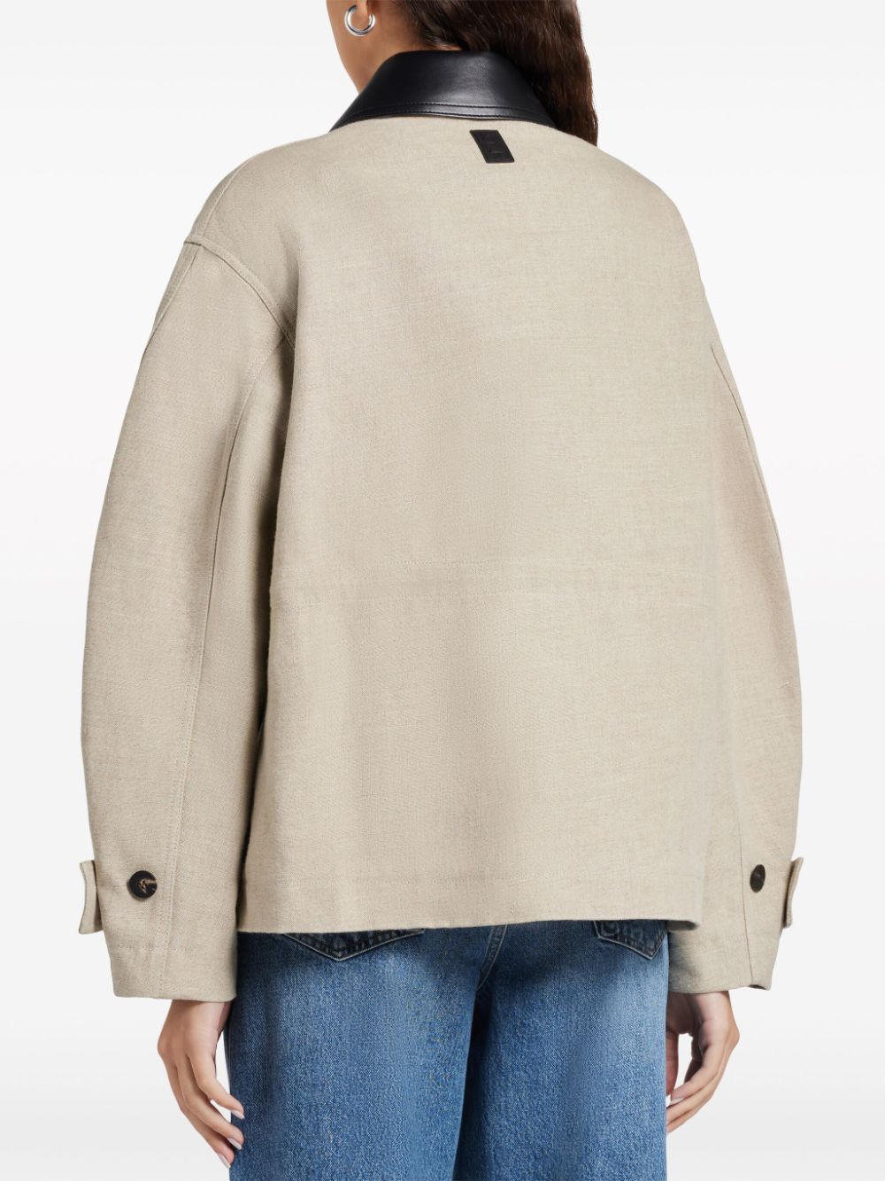 Ferragamo contrasting-collar linen jacket - Image 4