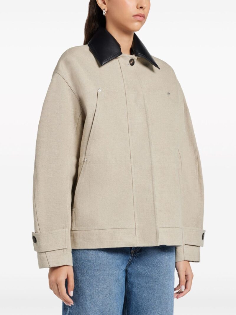 Ferragamo  contrasting-collar linen jacket