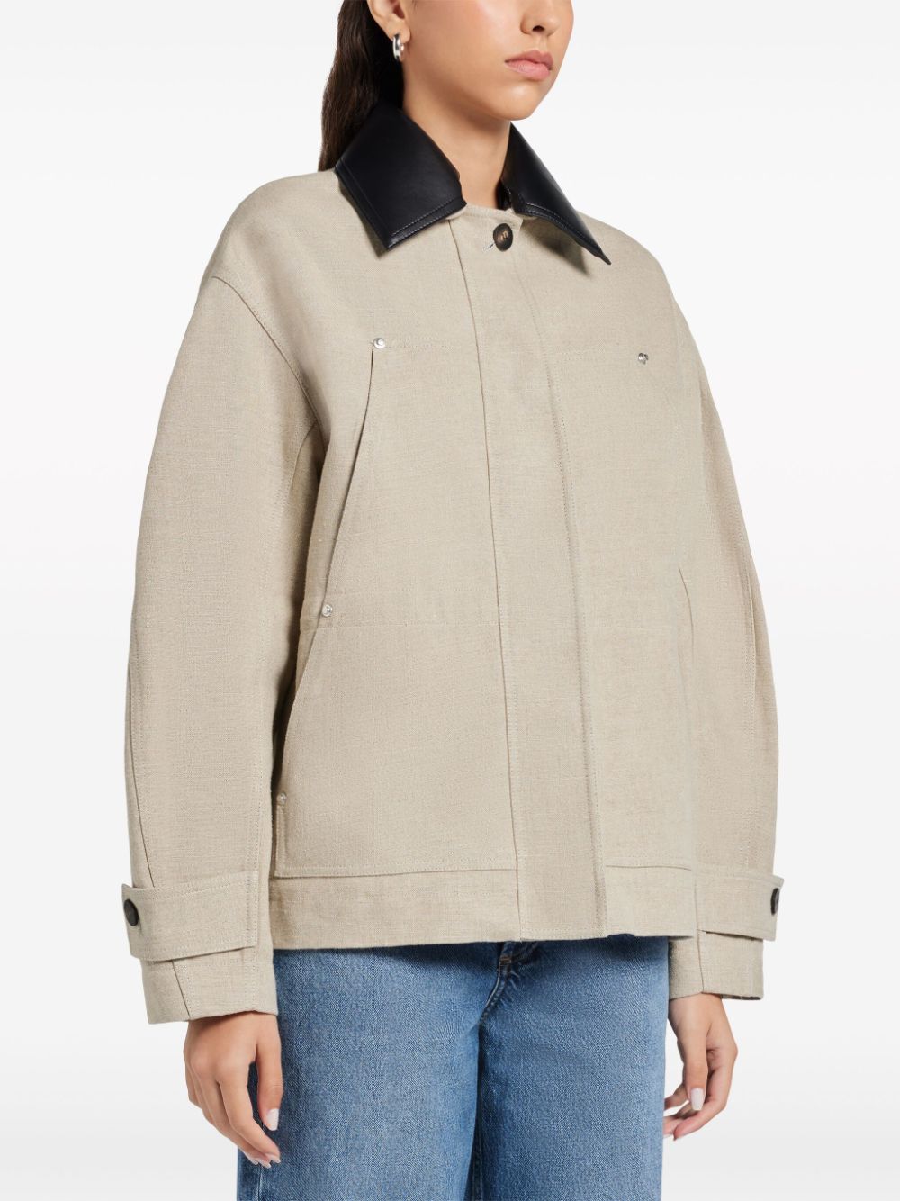 Ferragamo contrasting-collar linen jacket - Image 3