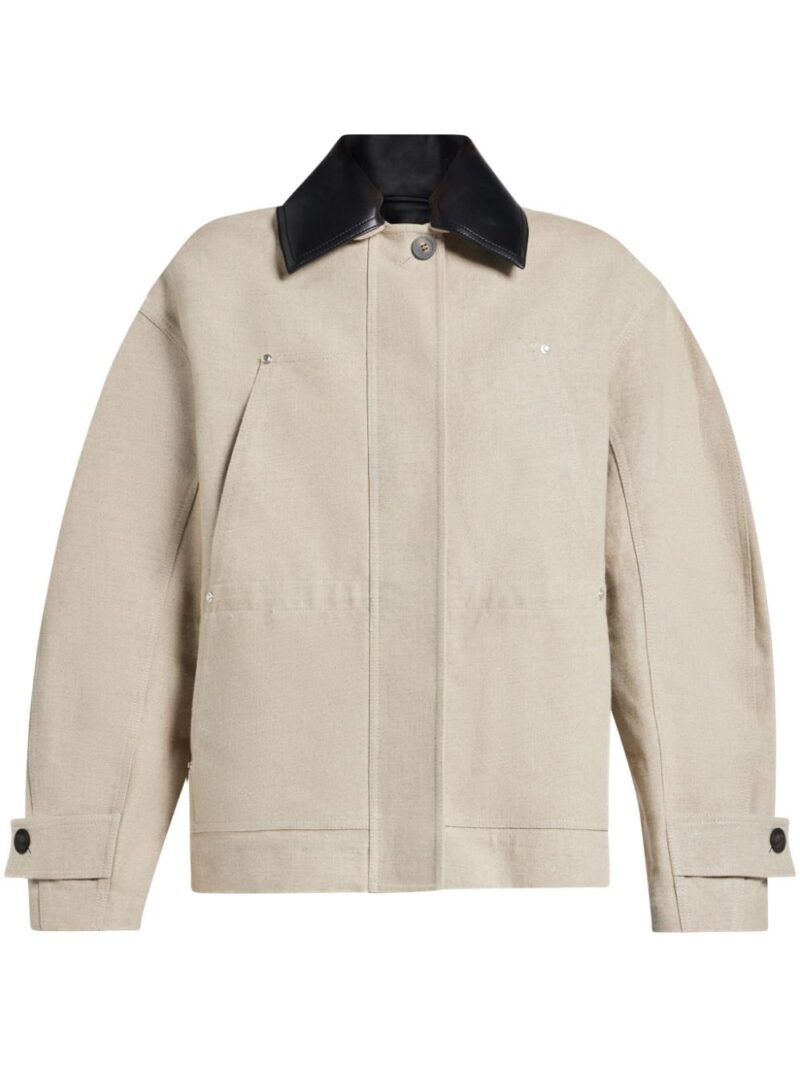 Ferragamo  contrasting-collar linen jacket