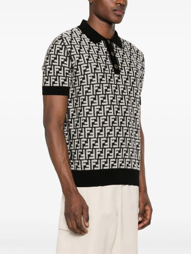 FENDI  FF-motif knitted polo shirt