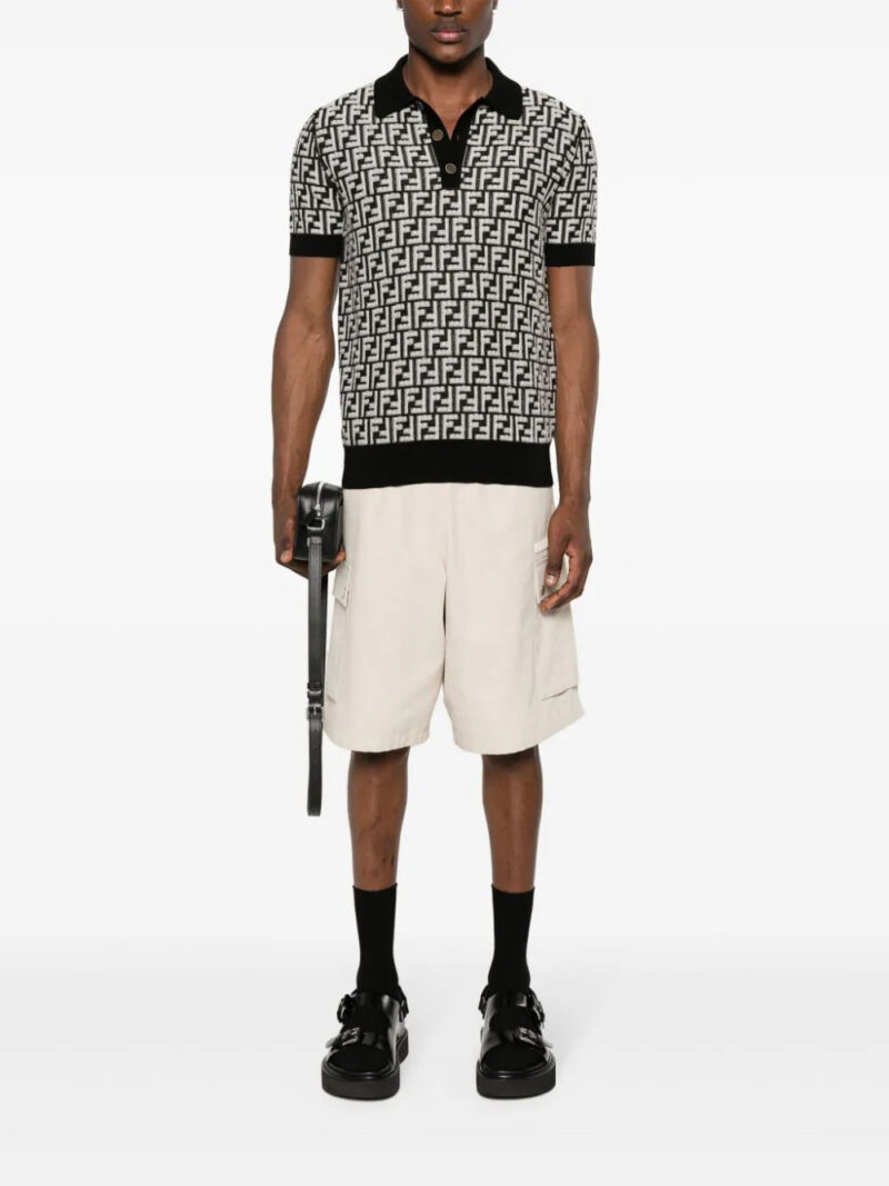 FENDI  FF-motif knitted polo shirt