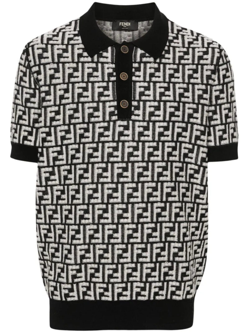 FENDI  FF-motif knitted polo shirt