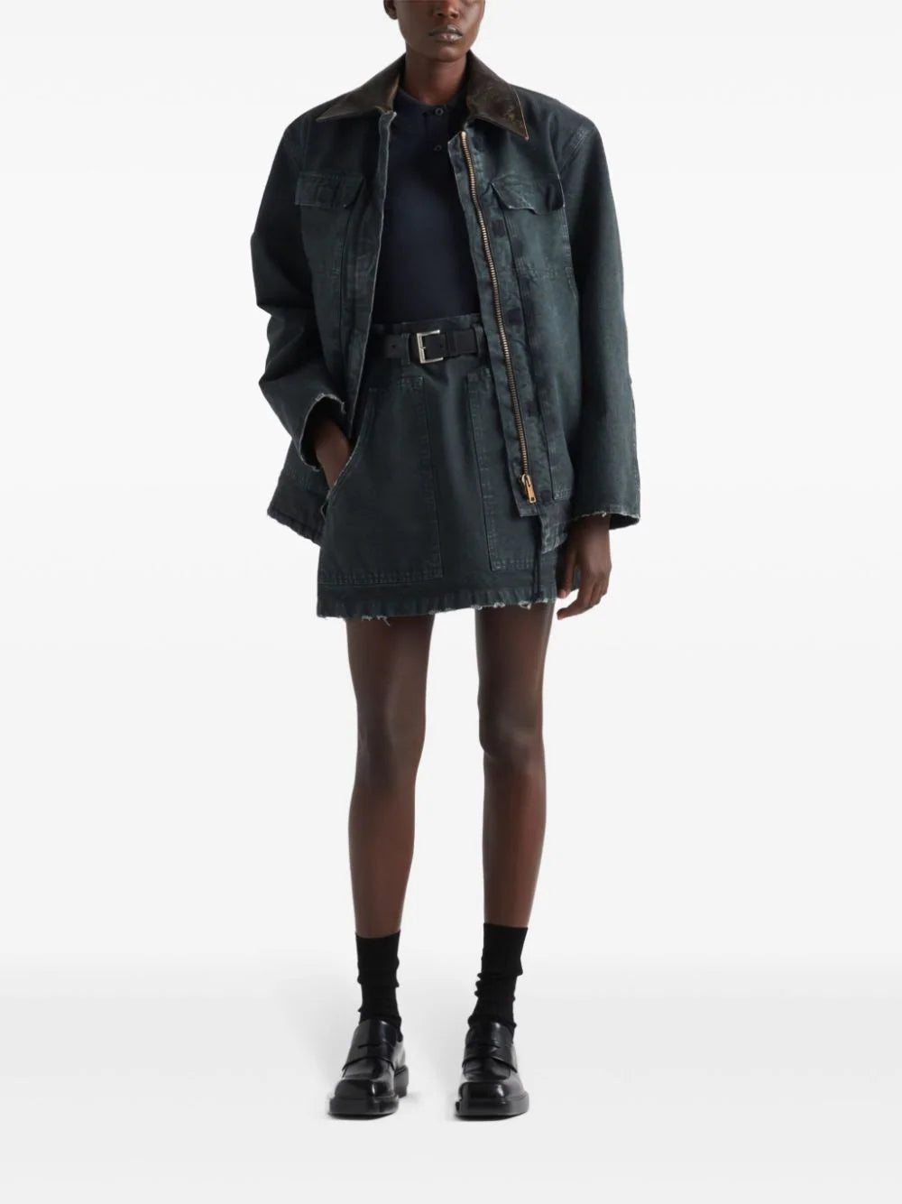 Prada A-line denim miniskirt - Image 2