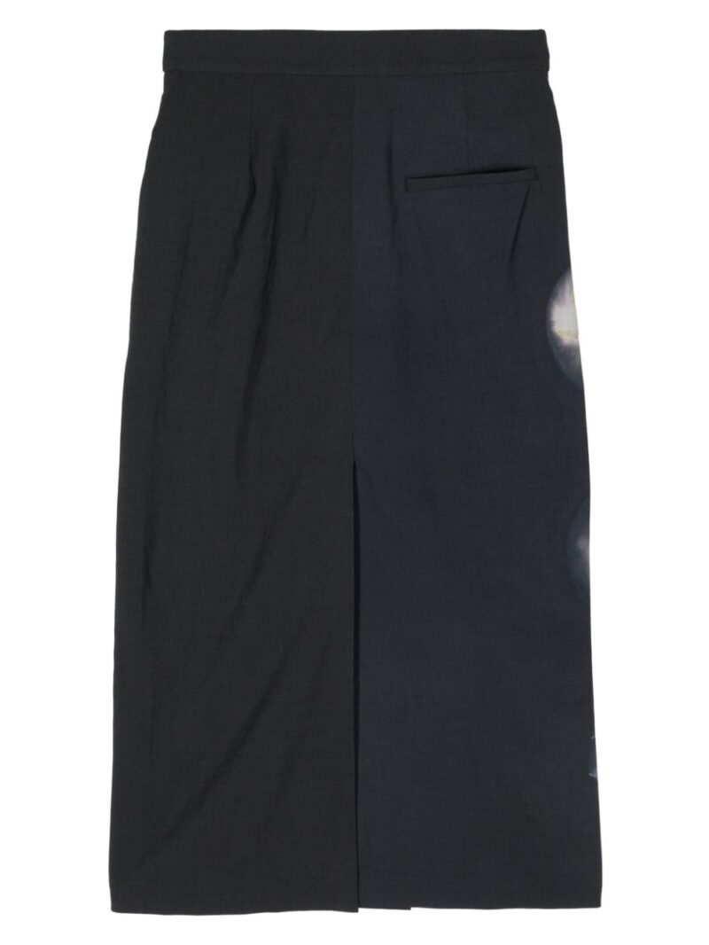 Feng Chen Wang  abstract-print wool midi skirt