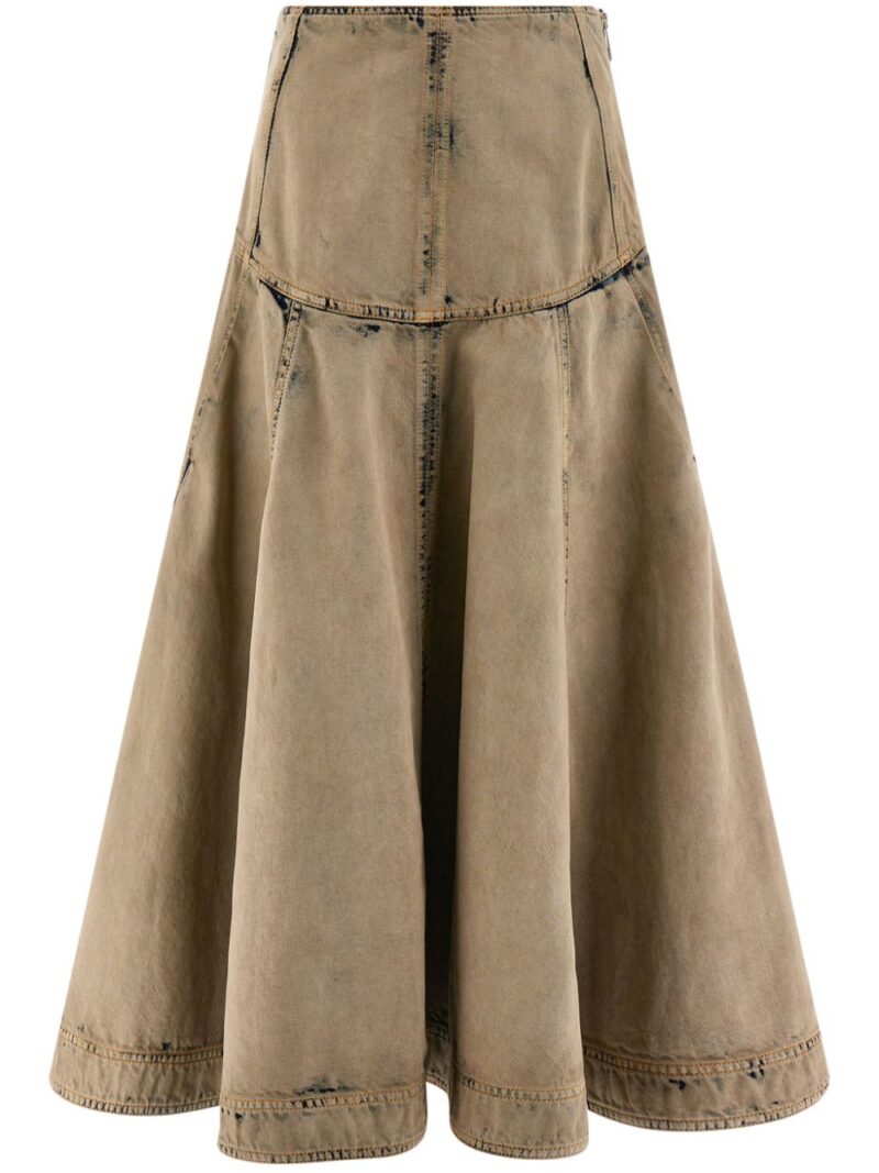 Ferragamo  bleach-wash denim midi skirt