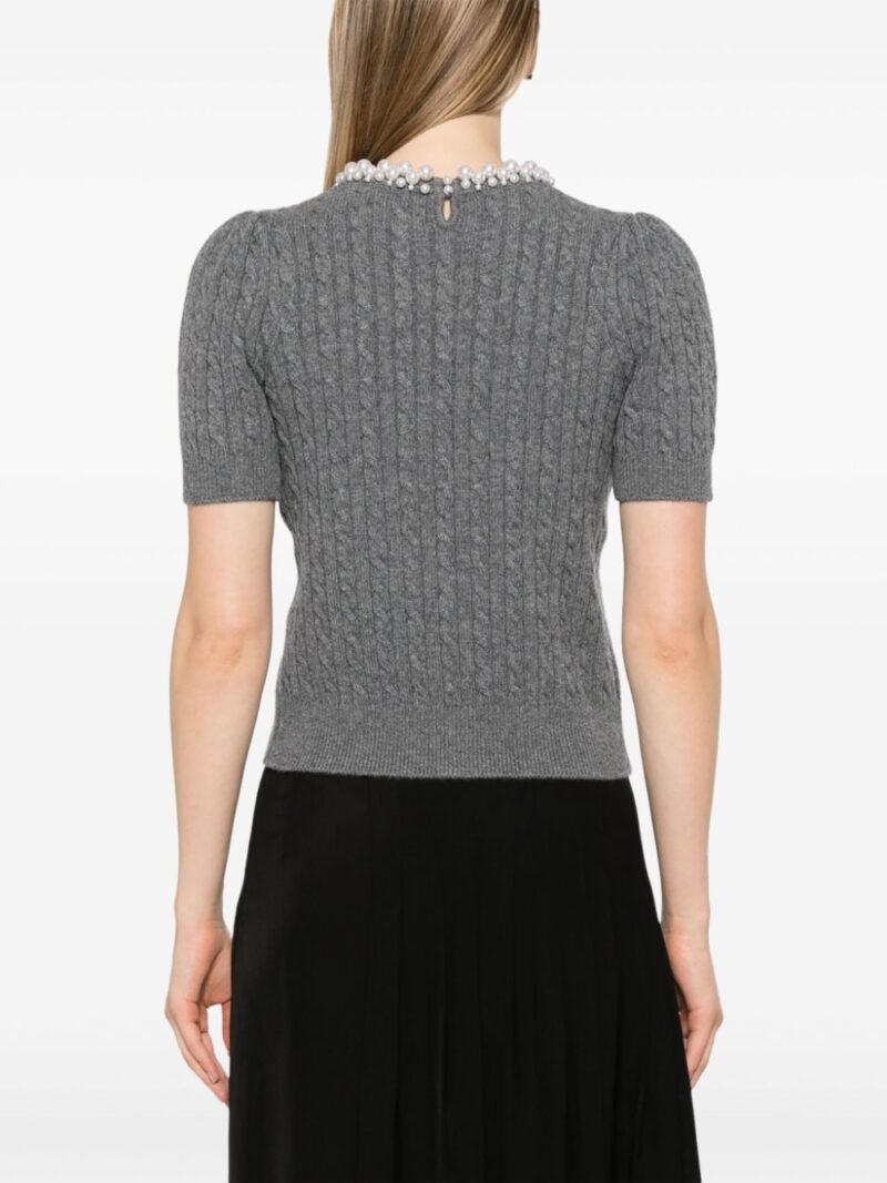 SANDRO  faux-pearl detail cable-knit jumper