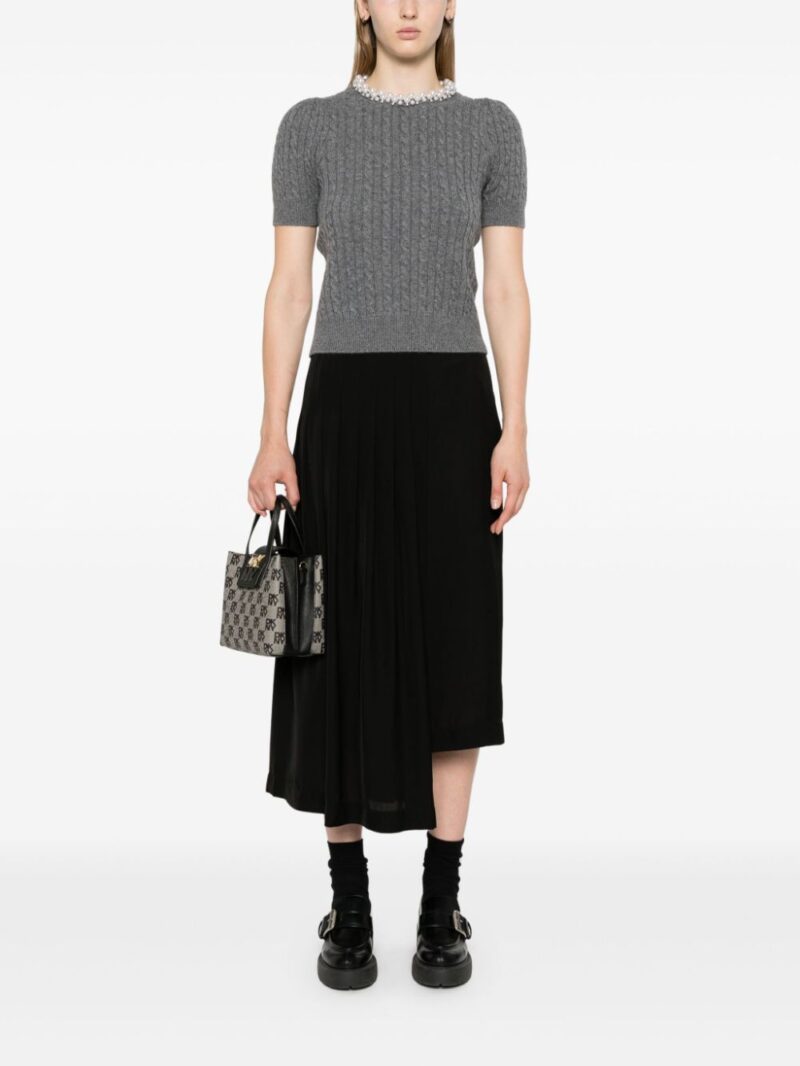SANDRO  faux-pearl detail cable-knit jumper