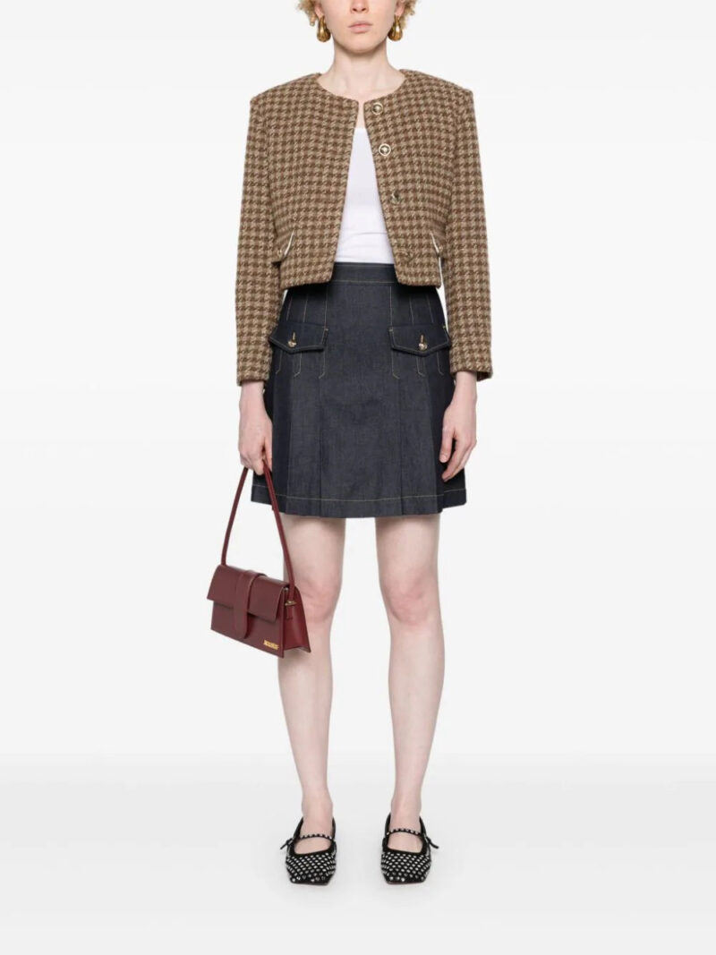 SANDRO mid-rise pleated denim miniskirt