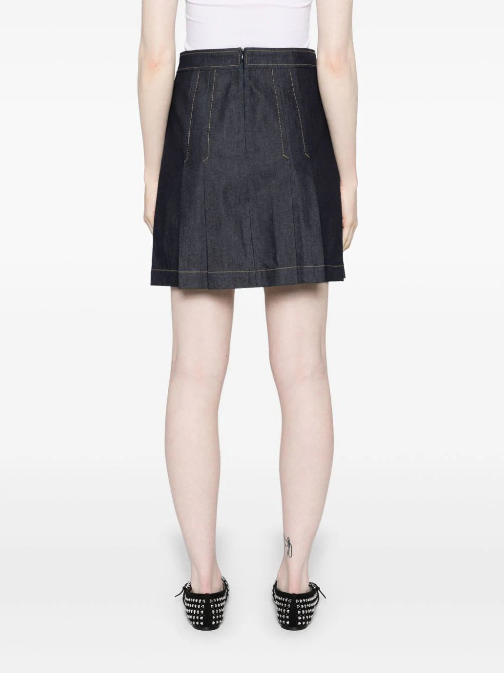 SANDRO mid-rise pleated denim miniskirt - Image 4