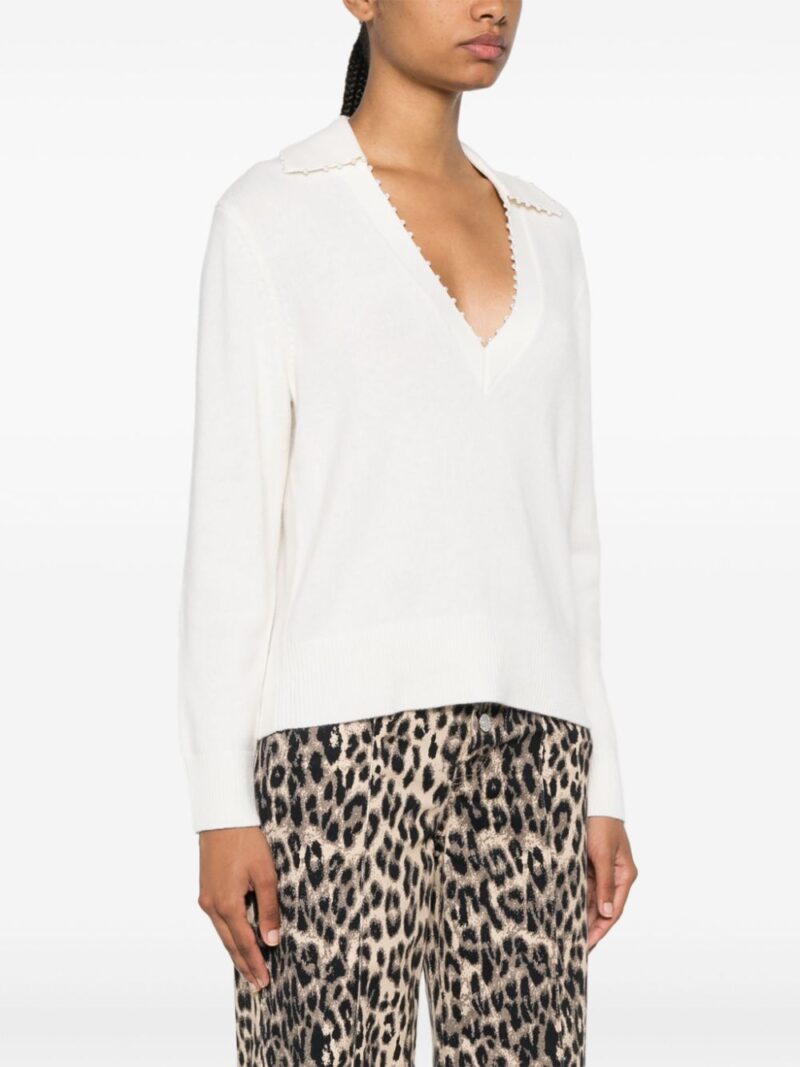 SANDRO faux-pearl detail knitted jumper