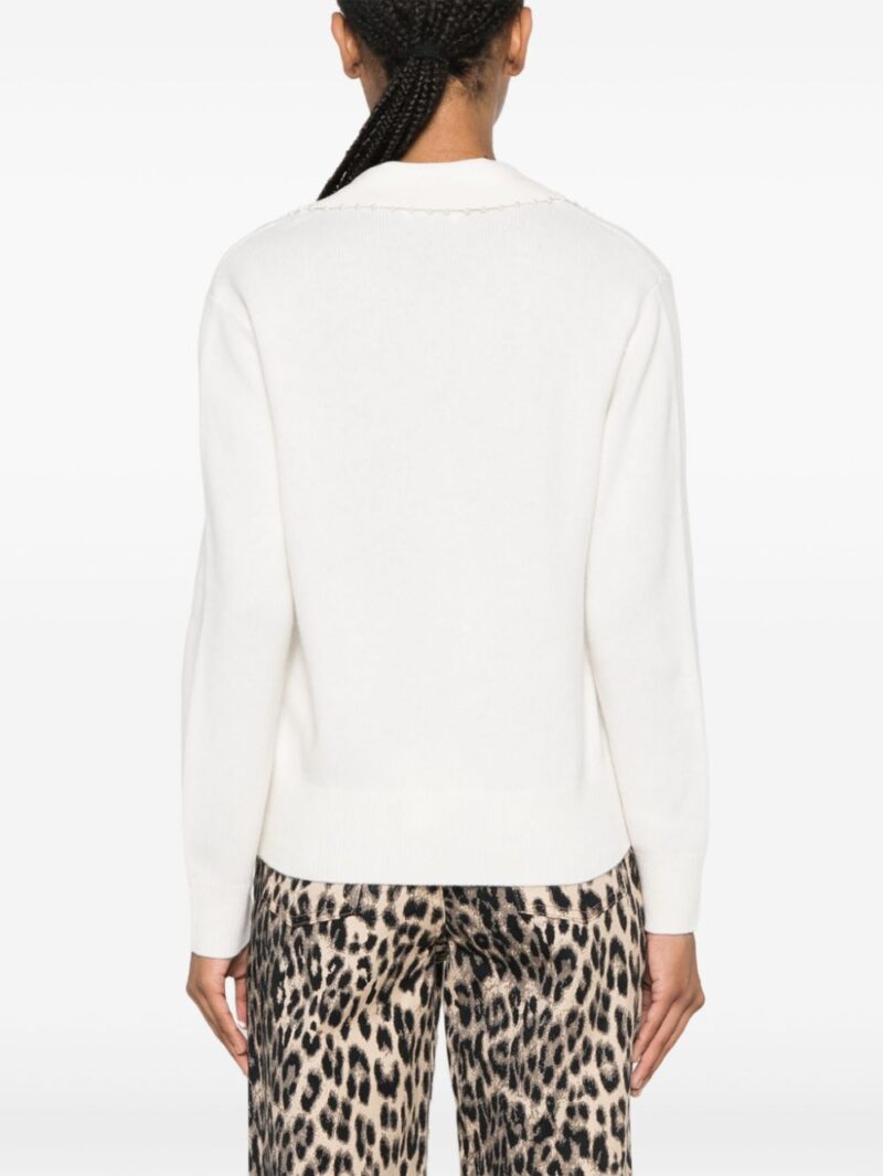 SANDRO faux-pearl detail knitted jumper