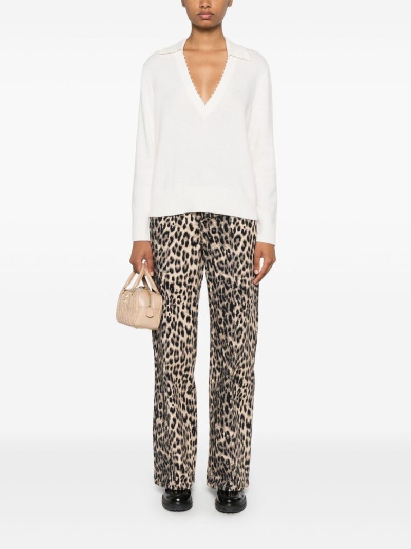 SANDRO faux-pearl detail knitted jumper