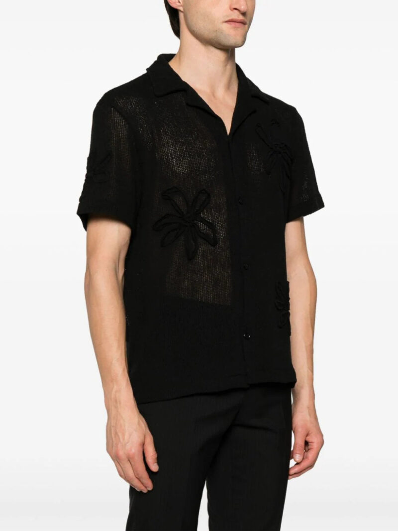 SANDRO  floral-appliqué crochet shirt